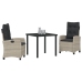 Set de Comedor de Jardín de 3 Piezas con Cojines gris claro de Rattan Sintético