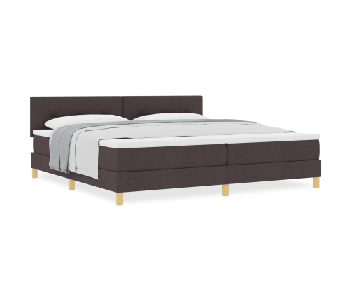 Cama con Somier con Colchón Marrón Oscuro 200x200 cm Tela