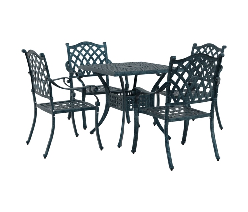 Conjunto de Comedor de Jardín de 5 Piezas  en Verde de Aluminio Fundido