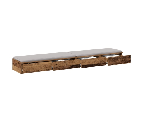 Cajones de cama  en madera vieja 180x36,5x16,5 cm de madera ingenierizada