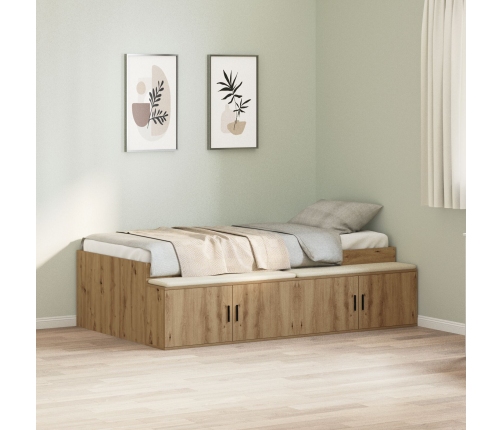 Estructura de Cama de Almacenamiento Roble Artesanal 80x200 cm