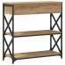 Mesa Consola  de Roble Artesanal 75x28x75 cm Madera Ingenierizada y Acero