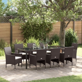 Set de Comedor Jardín  9 Piezas Marrón Poliratán