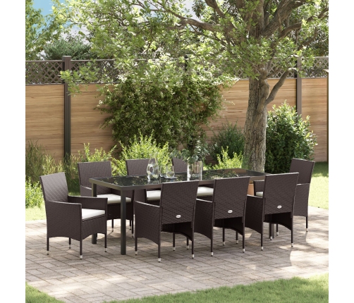 Set de Comedor Jardín  9 Piezas Marrón Poliratán