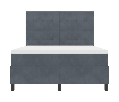 Cama Box Spring  con colchón Gris Oscuro 140x200 cm Terciopelo