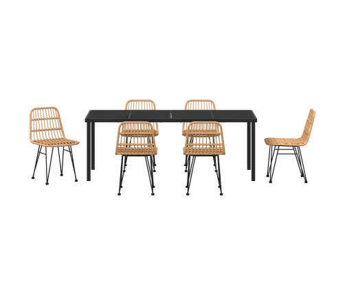 Set de Comedor de Jardín  de 7 Piezas Marrón Poliratán