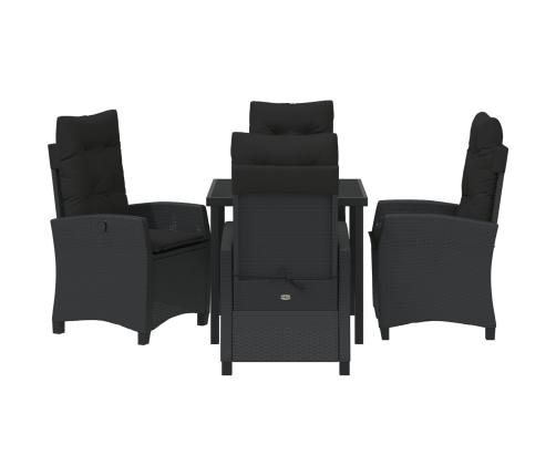 Conjunto de Comedor de Jardín de 5 Piezas con Cojines Poliratán Negro