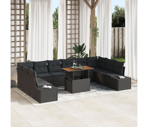 Conjunto de Sofá de Jardín  Conjunto de 11 Negro Ratán