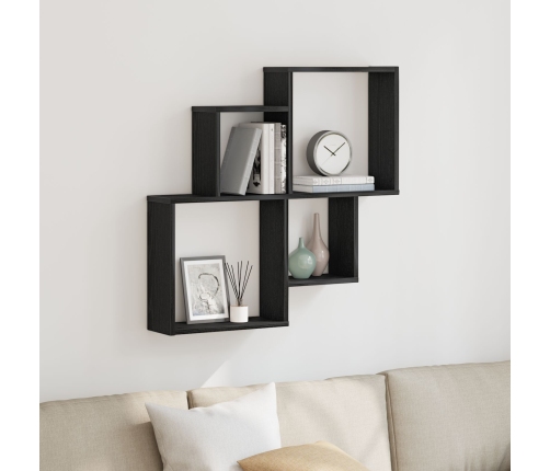 Armario de pared  Negro Roble 80x15x78,5 cm Madera de ingeniería