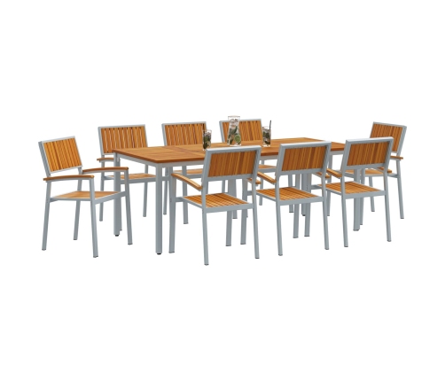 Juego de Comedor de Jardín Set de 9 Gris Aluminio Duradero