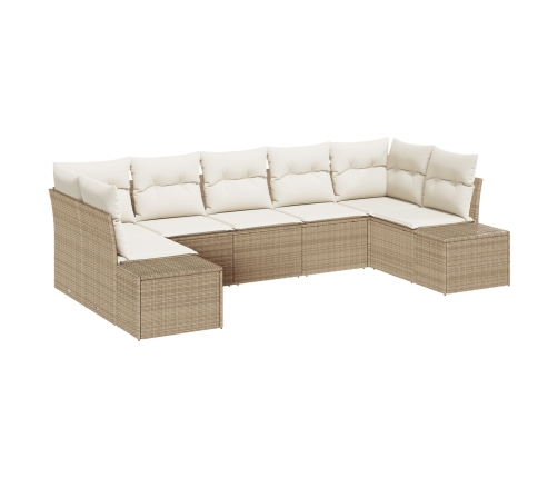 Conjunto de sofá de jardín  de 7 piezas con cojines Beige Polyratán