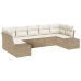 Conjunto de sofá de jardín  de 7 piezas con cojines Beige Polyratán