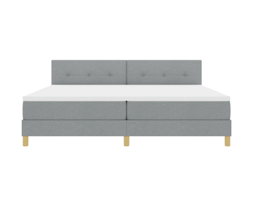 Cama con Box Spring  con Colchón Gris Claro 200x200 cm Tela