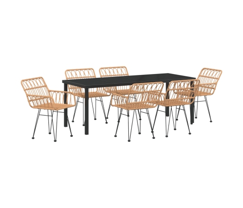 Juego de Comedor de Jardín de 7 Piezas  en Ratán Polimérico Marrón