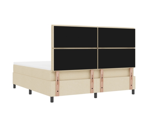 Cama con box spring  con colchón y banco crema 180x200 cm tela