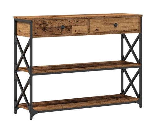 Mesa Consola  de Madera Vieja 100x28x75 cm de Madera Ingenierizada y Acero