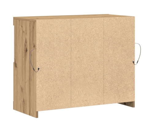 Aparador  con luces LED de roble artesanal 81x37x67 cm