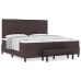 Cama con Base de Resortes con Colchón & Banco Marrón Oscuro 200x200 cm Tela