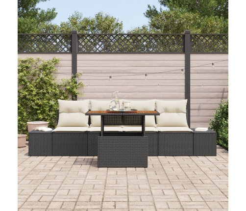 Conjunto de Sofá de Jardín  Set de 5 Negro y Crema