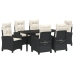 Conjunto de Comedor de Jardín de 7 Piezas con Cojines Rattan Poliéster Negro