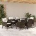 Set de Comedor de Jardín  de 7 Piezas con Cojines Marrón Ratán Poli