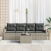 Set de Sofá de Jardín de 5 Piezas con Cojines Beige de Rattan