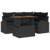 Conjunto de Comedor de Jardín de 5 Piezas con Cojines Negro Poliratán Acacia