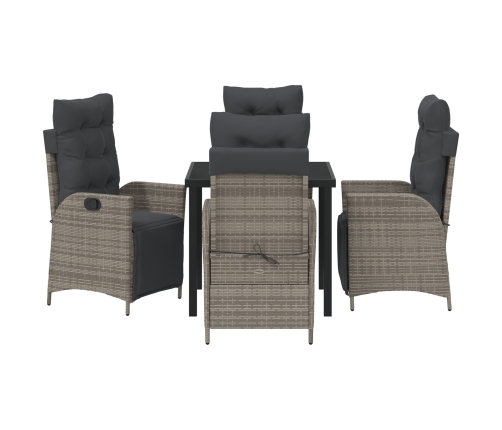 Set de Comedor de Jardín de 5 Piezas Gris Ratán PE