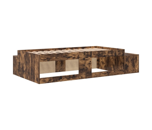 Estructura de Cama de Almacenamiento Roble Ahumado Madera Maciza