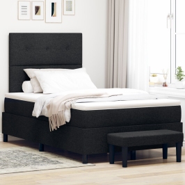 Cama con somier  con colchón y banco negro 120x200 cm tela