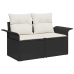 Conjunto de Sofás de Jardín  9 Piezas Negro y crema Ratán y tela