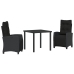 Conjunto de Comedor de Jardín de 3 Piezas Ratán Poliéster Negro