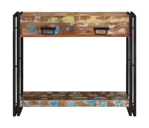 Mesa Consola  Multicolor de Madera Recuperada Sólida y Metal