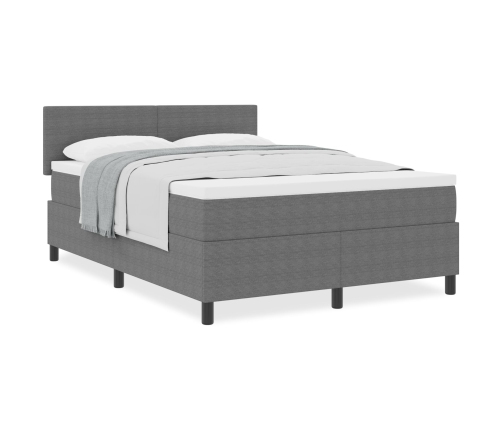 Cama con Base de Muelles  con Colchón Gris Claro 140x200 cm Tela de Pana