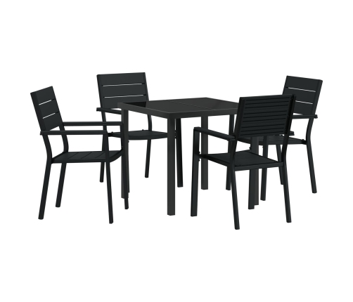 Juego de Comedor de Jardín de 5 Piezas Negro HDPE