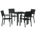 Juego de Comedor de Jardín de 5 Piezas Negro HDPE