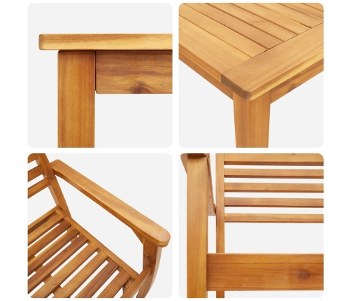 Conjunto de Comedor de Jardín de 3 Piezas de Madera Sólida de Acacia