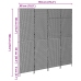 Divisor de ambientes  de 4 paneles plegable negro 195x180 cm de poli ratán
