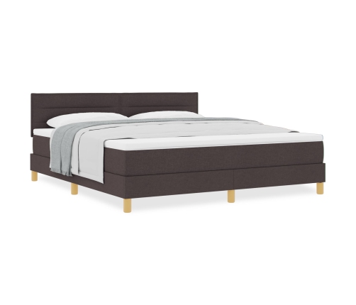 Cama con Base de Muelles  con Colchón Marrón Oscuro 180x200 cm Tela