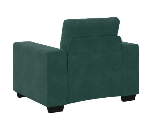 Set de Sofá de 3 Piezas con Cojines en Terciopelo Verde Oscuro