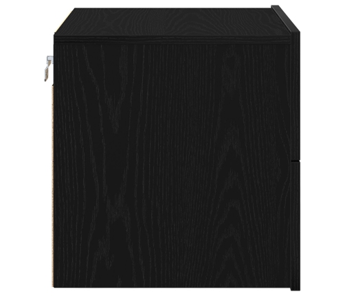 Cabinet de Noche  con LED Montado en la Pared Roble Negro 50x39x41 cm