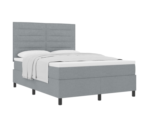 Cama con Box Spring  con Colchón Gris Claro 140x190 cm Tela