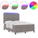 Cama Box Spring con Colchón & LED Taupe 140x190 cm Tela