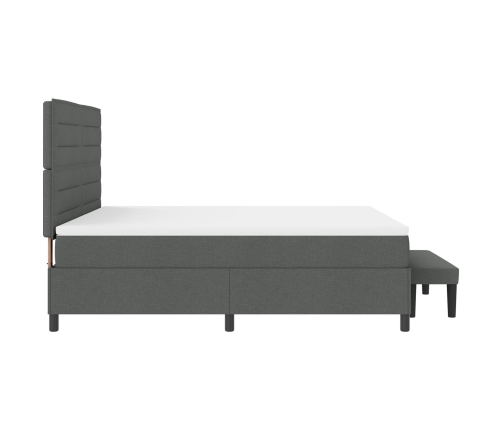 Cama con Box Spring y Colchón Banco Gris Oscuro 180x200 cm Tela