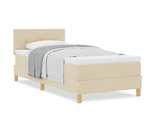 Cama con Somier y Colchón Crema 90x200 cm Tela