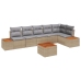Conjunto de Sofá de Jardín de 7 Piezas con Cojines Beige Poliratán Acacia