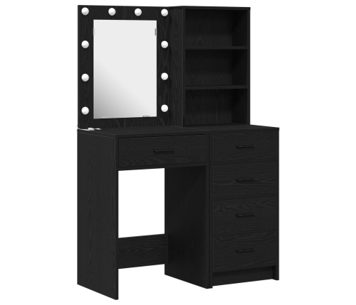 Set de tocador de 2 piezas con LED en madera negra