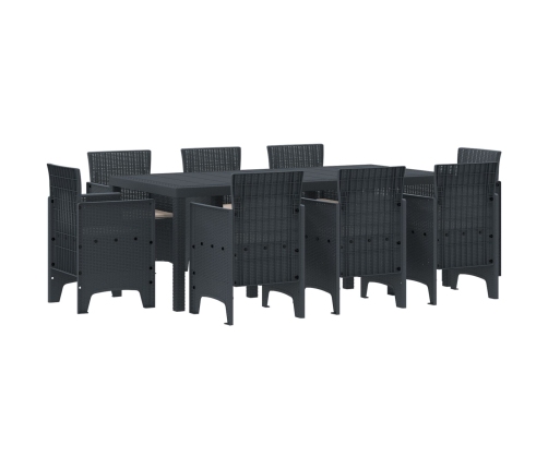 Conjunto de Comedor de Jardín de 9 Piezas con Cojines Anthracite Poliratán