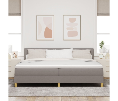 Cama Box Spring  con Colchón Taupe 200x200 cm Tela