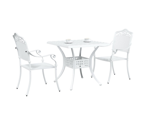 Conjunto de Bistro de Jardín de 3 Piezas  Blanco de Aluminio Fondido